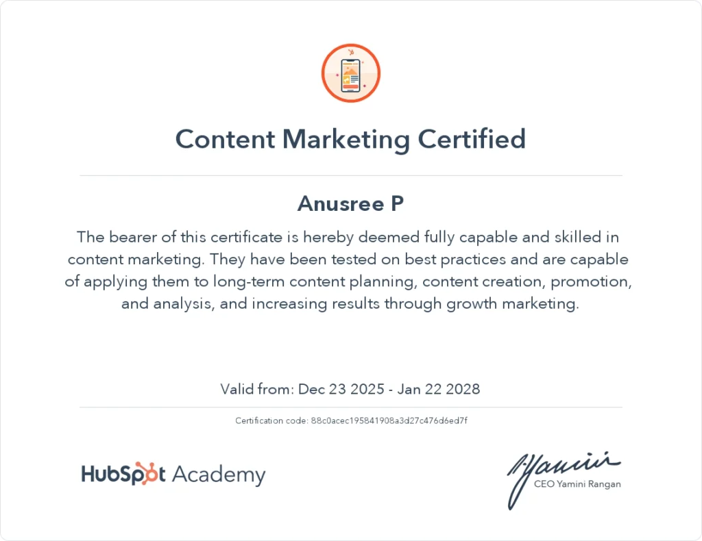 freelance digital marketer in kannur hubspot content marketing certification