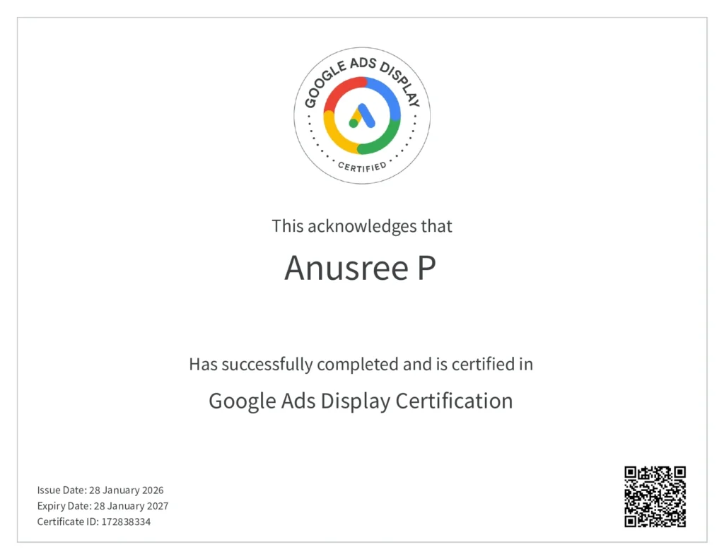 freelance digital marketer in kannur google ads display certification